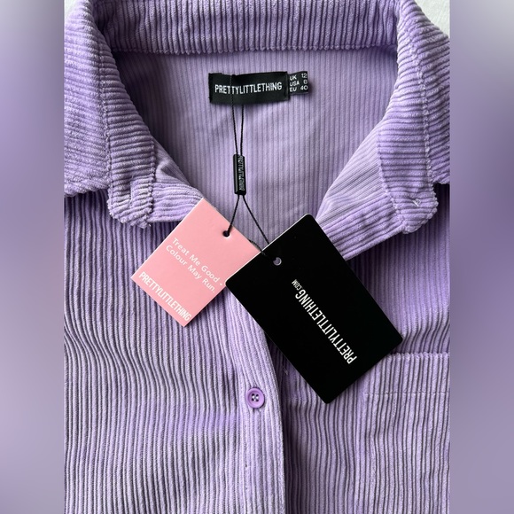 PLT - Lilac Cord Sleeve Oversized Cuff Shirt Dress - Size 8 - Picture 7 of 8